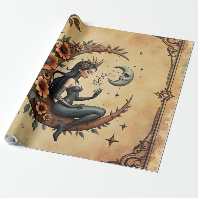 Sunflower Crescent Queen  Wrapping Paper (Unrolled)