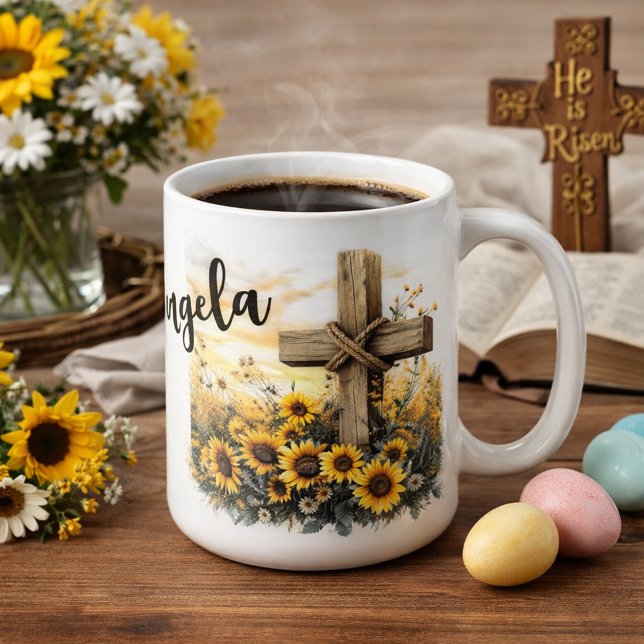 Sunflower Cross Easter Design  Coffee Mug (Creator Uploaded)