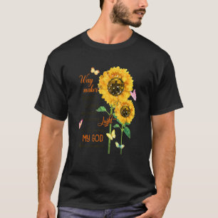 Sunflower Cross Faith Jesus Butterfly Christian Wa T-Shirt