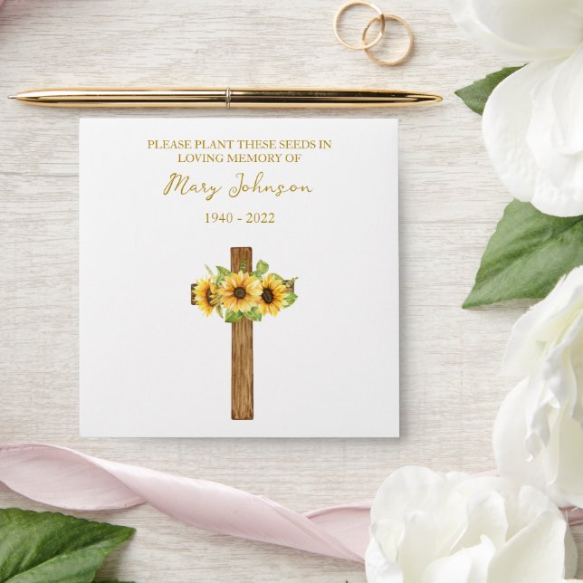 Sunflower Cross Seed Packet Funeral Envelope (Wedding)