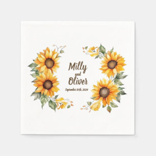 Sunflower Curves: Personalized Wedding Napkins