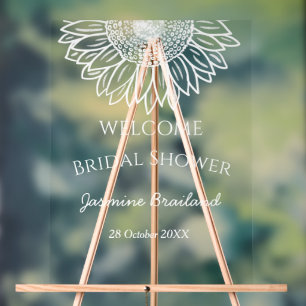Sunflower Custom Bridal Shower Welcome  Acrylic Sign