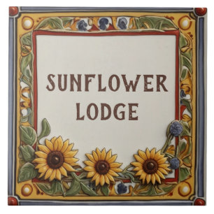 Sunflower Custom House Name Plate Sign Plaque Ceramic Tile