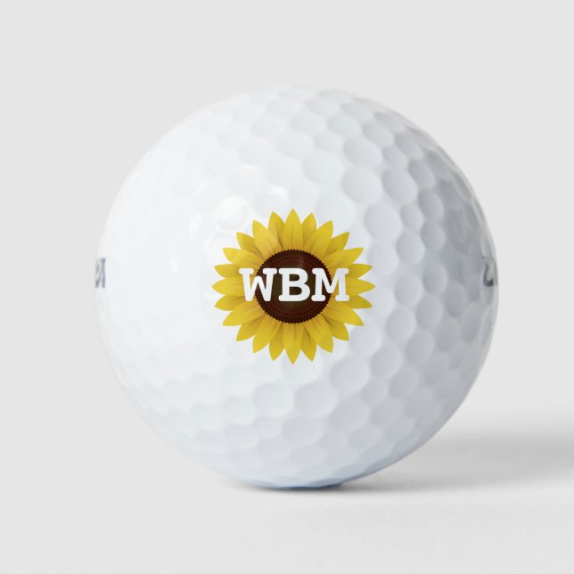 Sunflower Custom Monogram Golf Balls (Front)