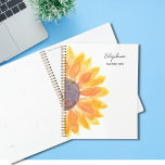 Sunflower Custom Name 2024  Planner<br><div class="desc">This floral planner is decorated with a yellow watercolor sunflower.
Easily customisable with your name and year. 
Original Watercolor © Michele Davies.</div>