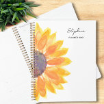 Sunflower Custom Name 2025  Planner<br><div class="desc">This floral planner is decorated with a yellow watercolor sunflower.
Easily customisable with your name and year. 
Original Watercolor © Michele Davies.</div>