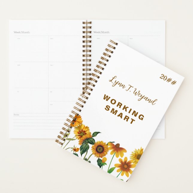 Sunflower Custom Name Bright Floral Planner (Display)