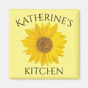 Sunflower Custom Name Yellow Kitchen Magnet