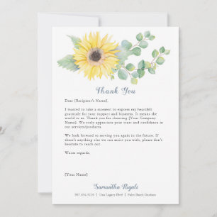 Sunflower Custom Thank You Cards for Business