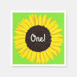 Sunflower Cute 1st Birthday Party Napkins