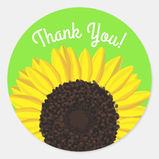 Sunflower Cute 1st Birthday Sticker Seals (Front)