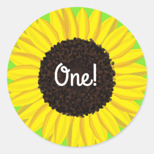 Sunflower Cute 1st Birthday Sticker Seals