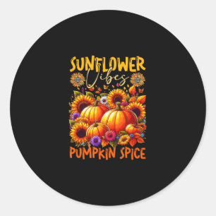 Sunflower Cute Vibes Pumpkin Spice Thanksgiving Co Classic Round Sticker
