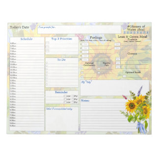 Sunflower | Daily Planner | 5 and 1 Food Journal Notepad