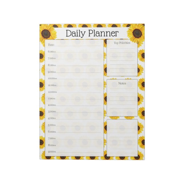 Sunflower Daily Planner Notepad (Rotated)