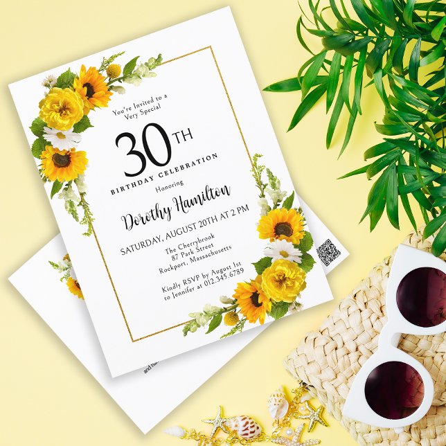  Sunflower Daisy 30th Birthday Party Invitation Postcard (Creator Uploaded)