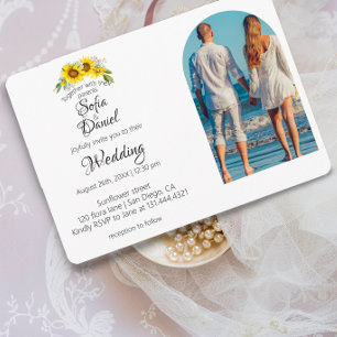 Sunflower daisy arch elegant photo invitation