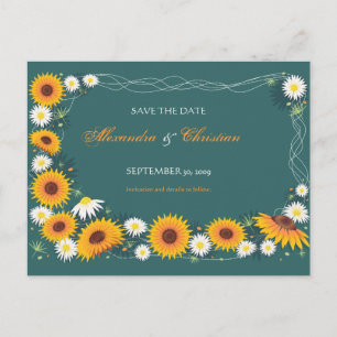 Sunflower Daisy Save the Date Wedding Announcement Postcard