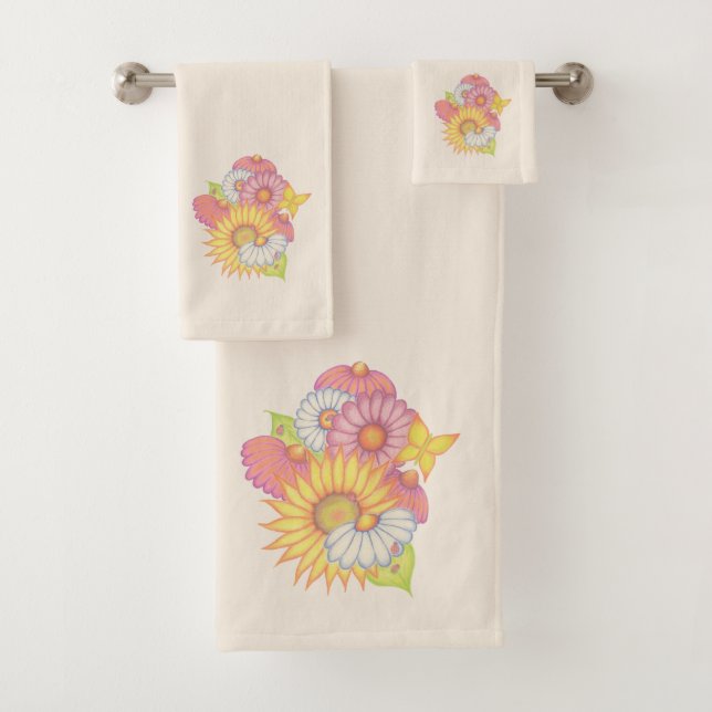 Sunflower Daisy Towel Set (Insitu)