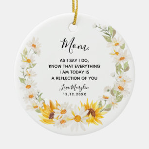 Sunflower & Daisy Wreath Mother of the Bride Ceramic Ornament