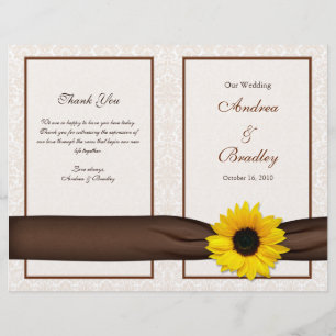 Sunflower Damask Floral Wedding Program