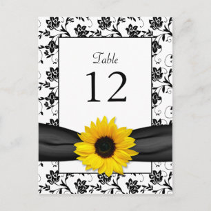 Sunflower Damask Wedding Table Card