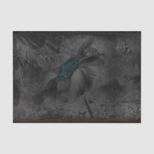 Sunflower Dark Grey Teal Vintage Antique Texture Tissue Paper