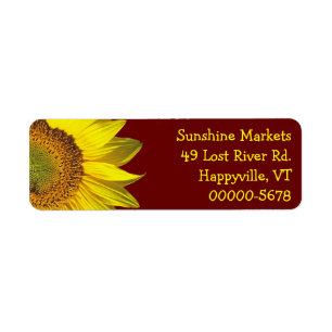 Sunflower Dark Red Skinny Return Address Return Address Label