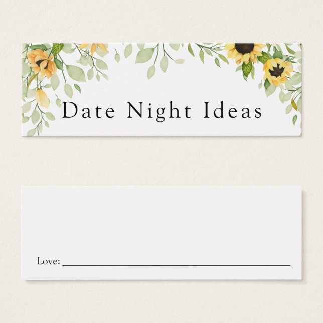 Sunflower Date Night Idea Card (Front & Back)