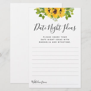 Sunflower Date Night Ideas Cards