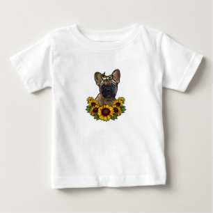 Sunflower Decor Frenchie For Dog Lover Mum Dog Dad Baby T-Shirt