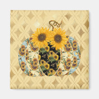 Sunflower Decorated Pumpkin Magnet
