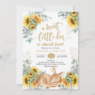 Sunflower Deer Baby Shower Invitation