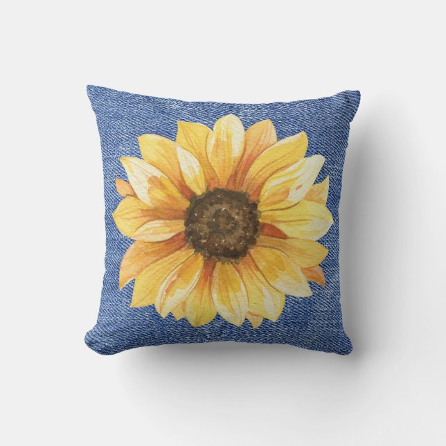 Sunflower Denim  Cushion (Front)