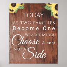 Sunflower design choose a seat not a side Poster