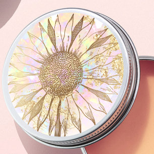 sunflower design classic round sticker