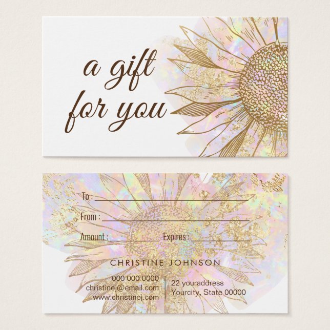 sunflower design gift card (Front & Back)