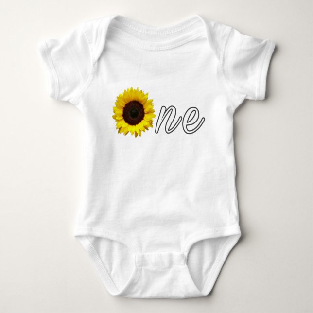 Sunflower Design One Baby Bodysuit (Front)