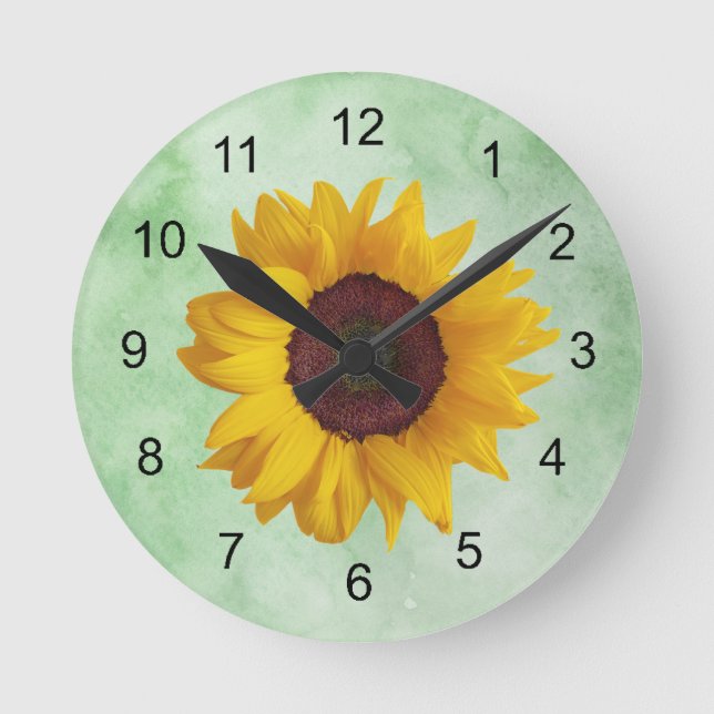Sunflower Design Round Clock (Front)