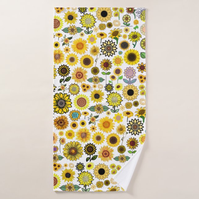 Sunflower Designer Beach Bath Towel Hand Rag Set (Bath Towel)