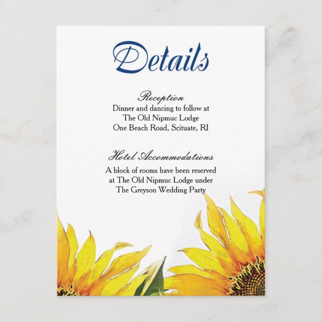 Sunflower Details Card (Front)