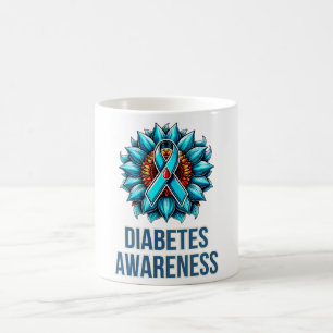 Sunflower Diabetes Awareness Support Blue Ribbon Coffee Mug