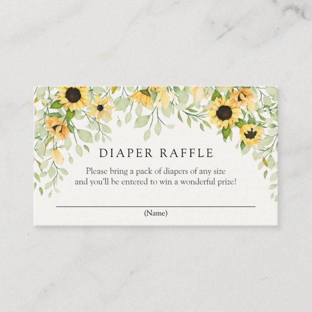 Sunflower Diaper Raffle Enclosure Card (Front)