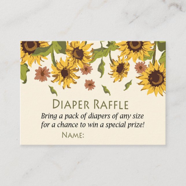 Sunflower Diaper Raffle Tickets (Front)
