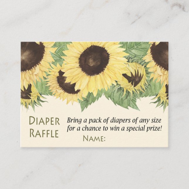 Sunflower Diaper Raffle Tickets (Front)