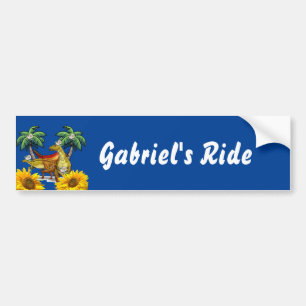 Sunflower Dinosaur Bumper Sticker