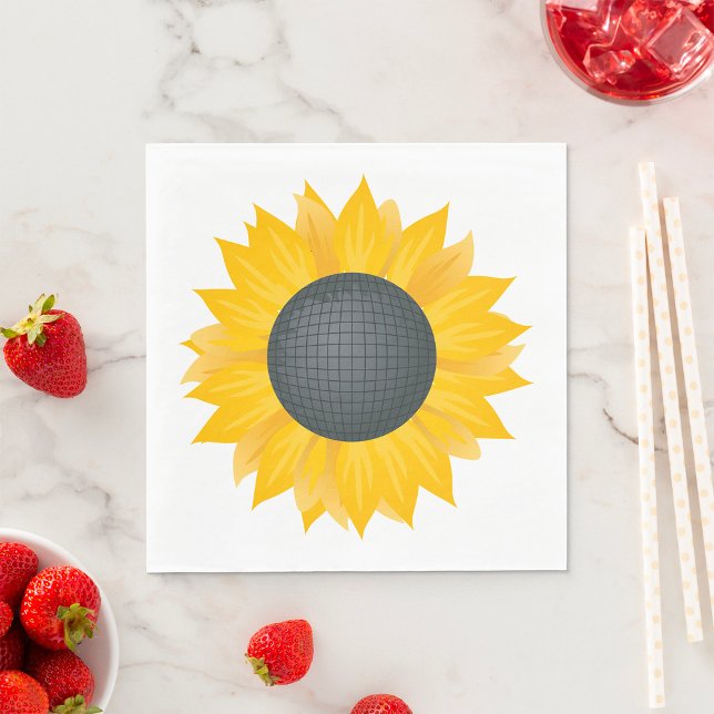 Sunflower Disco Ball Retro Party Vibe  Napkin (Creator Uploaded)