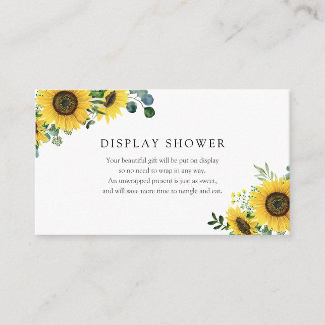 Sunflower Display Baby Shower insert card (Front)