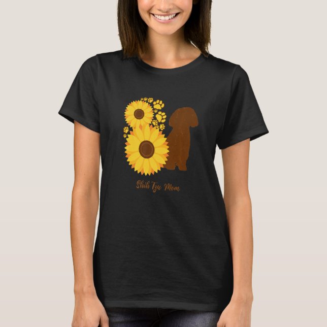 Sunflower Dog Mom - Shih Tzu Premium T-Shirt (Front)
