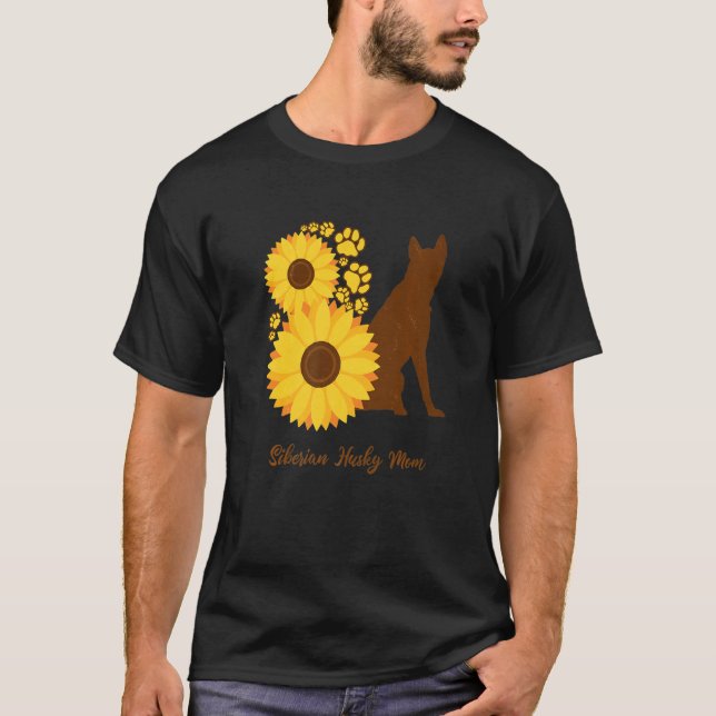 Sunflower Dog Mom - Siberian Husky Premium T-Shirt (Front)